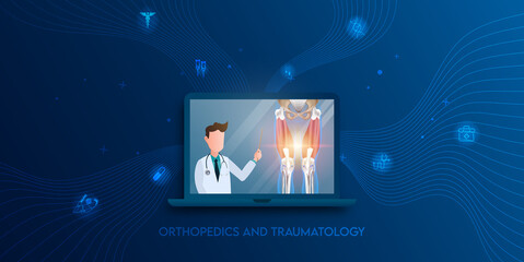 Technology for treatment of lower musculoskeletal. Abstract traumatology and orthopedics. Medical science in the hospital for body joints.