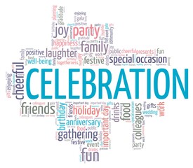 Celebration vector illustration word cloud isolated on a white background.