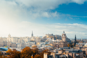 Edinburgh city skyline from Calton Hill., United Kingdom - obrazy, fototapety, plakaty