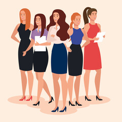 Obraz premium group of elegant executive businesswomen together vector illustration design
