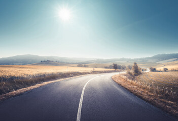 asphalt road in Tuscany Italy