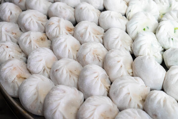 Carry raw chives before steaming.Taro ,Jícama.before Steamed dim sum mix type.