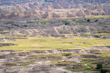 The colorful eroded hills of Badlands National Park in South Dakota USA