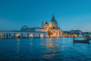 Obraz na płótnie Canvas Basilica Santa Maria della Salute in sunset time, Venice, Italy