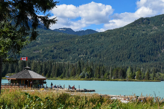 A picture of an aerodrome beside the Green lake.  Whistler BC Canada
