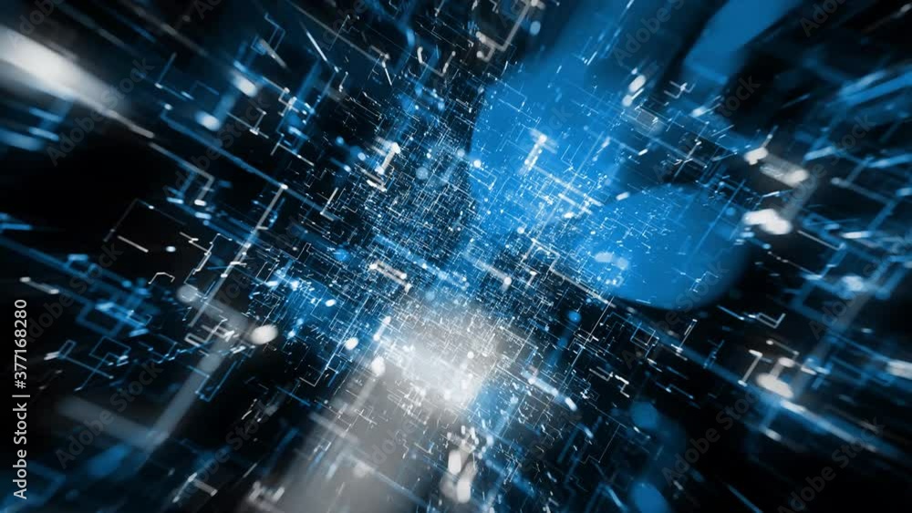 Poster abstract hi tech background digital data zooming in/ 4k animation of an abstract high techn backgrou