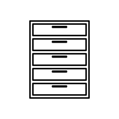Black line icon for Chest, drawers and furniture.Flat line design, eps 10