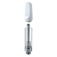 Isolated cannabis vape cart for THC & CBD on white background
