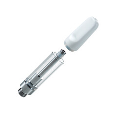Isolated cannabis vape cart for THC & CBD on white background