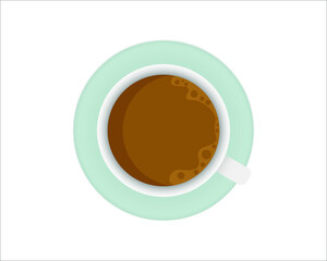 cup of coffee top view on white background by vector