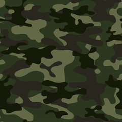 Fototapeta premium Green military camouflage seamless vector. Army print design.