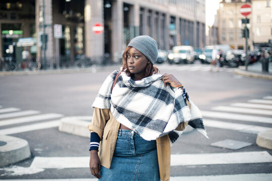 portrait of a black woman in the city