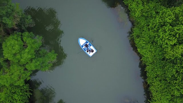 green forest river boats nature