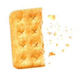 Crushed cracker and crumbs on white background