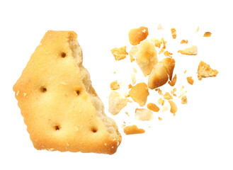 Crushed cracker and crumbs on white background