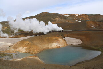 Crater Lake at Krafla geothermal area in Northern Iceland