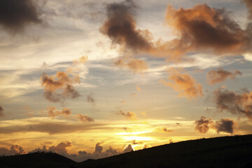 Taitung Orchid Island green grassland sunset and colorful clouds