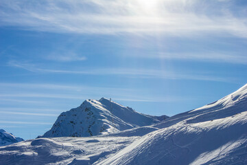 Fototapeta na wymiar View of La Plagne Ski Area, France