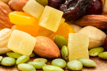 The plate contains nutritious mixed nuts