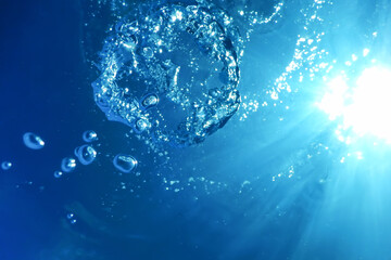 Underwater Bubbles Sunlight, Underwater background Bubbles Water Surface