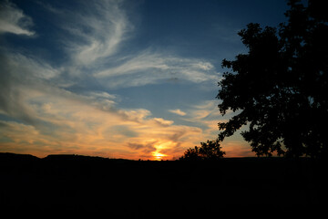 Orange sunset with beautiful clouds
