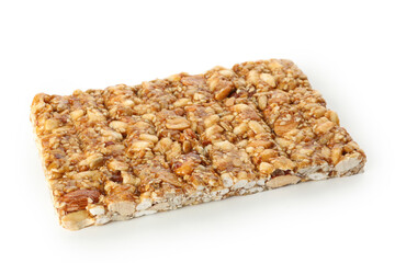 Tasty peanut brittle isolated on white background