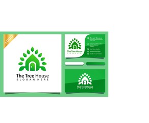 The Tree House Forest logo design vector illustration, elegant, modern company business card template