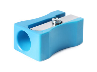 Bright pencil sharpener isolated on white. School stationery