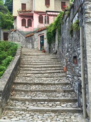 cobblestone stairs in a village
