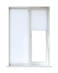 Modern open plastic window on white background