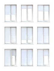 Set of modern windows on white background
