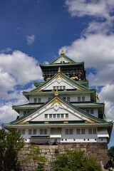 Ancient Castle. Osaka Castle in a cloudy and blue sky day.