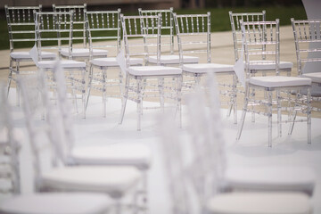 Wedding. Elegant White wedding chairs.