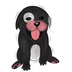 Illustration of cute puppy dog portrait