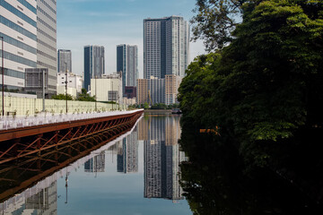 Modern city with reflection. Tokyo, Japan
