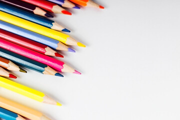 Multi-colored pencils for drawing. Sharp pencils.