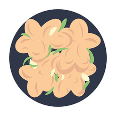 Isolated food asia places tourist famous icon- Vector