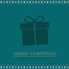 christmas greeting card with gift and stars vector illustration EPS10