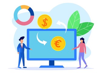 Illustration vector graphic cartoon character of currency exchange