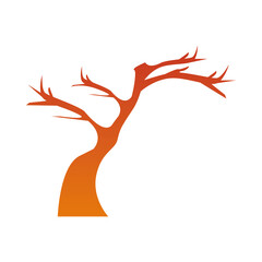 orange Isolated bare tree silhouette vector design