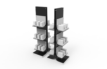 Display stand, retail display stand for product , display stands isolated on white background. 3d illustration