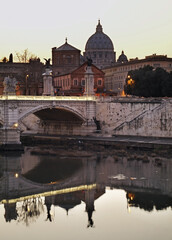 Bridge of Victor Emmanuel II and basilica of st. Paul in Rome. Italy