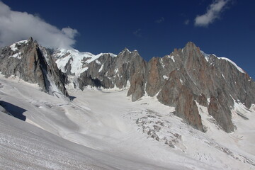 Superb views of the snowy alps from France and Italy around Mont Blanc. 