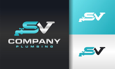 letter SV pipe logo