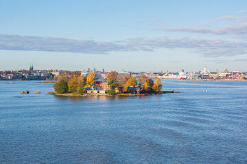 View of the Lonna island and Gulf of Finland in autumn, Helsinki, Finland