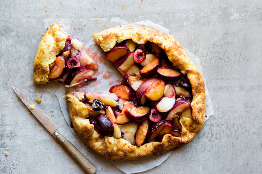 Sweet Plum Cherry and Nectarine Galette Tart