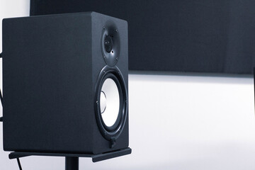 black professional music studio speakers