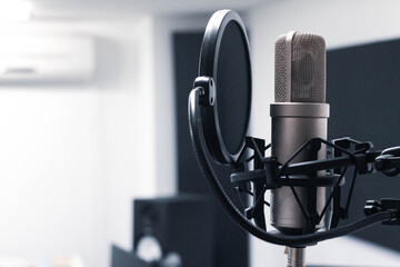 black studio microphone with anti-noise
