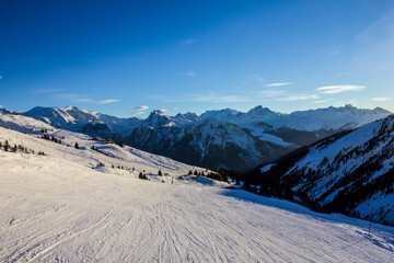 View of a Ski Slope above Champagny-en-Vanoise, French Alps