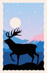 wild reindeer animal silhouette nature icon